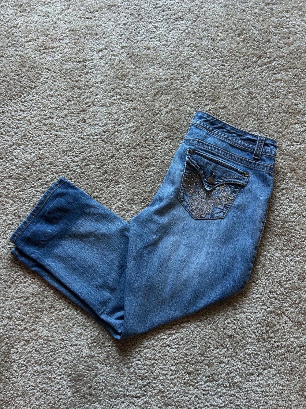 Nine West Jeans Womens 8/29 Bedazzled Embellished Back Pockets Denim